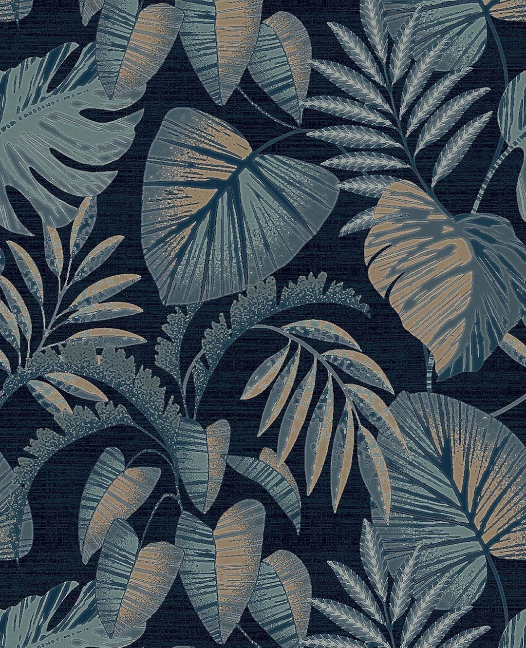 118298-Graham & Brown-Next - Jungle Leaves Navy Wallpaper-Decor Warehouse
