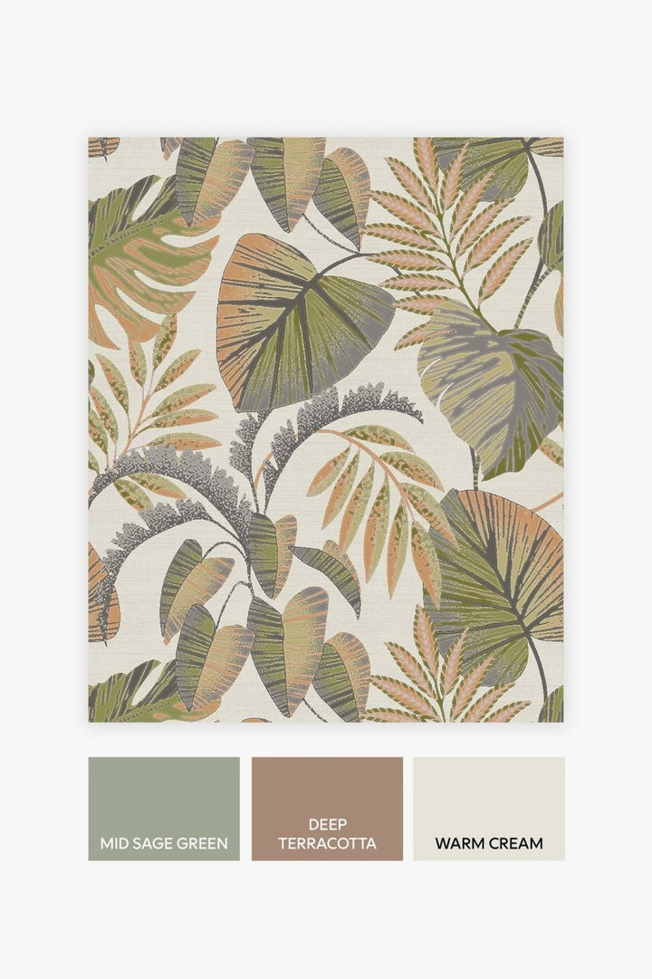 118296-Graham & Brown-Next - Jungle Leaves Orange Wallpaper-Decor Warehouse
