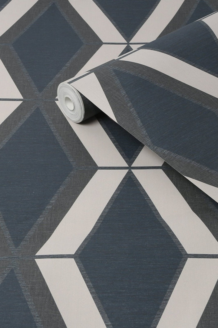 118282-Graham & Brown-Next - Optical Triangle Navy Wallpaper-Decor Warehouse