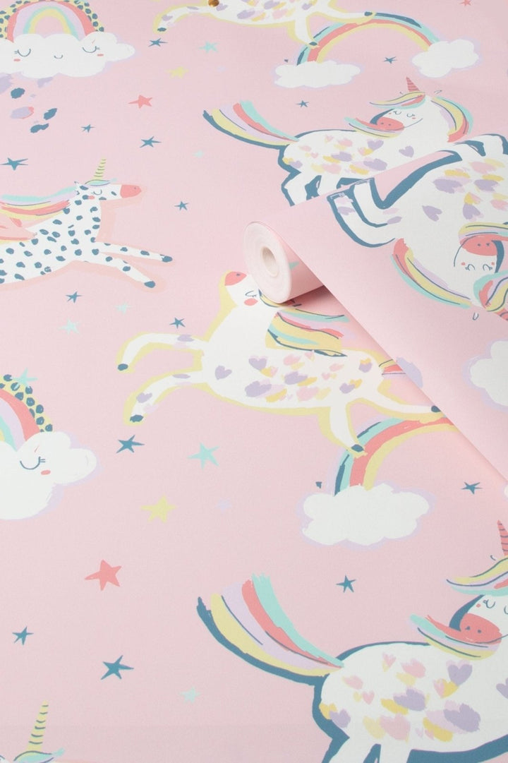 118328-Graham & Brown-Next - Party Unicorn Pink Wallpaper-Decor Warehouse