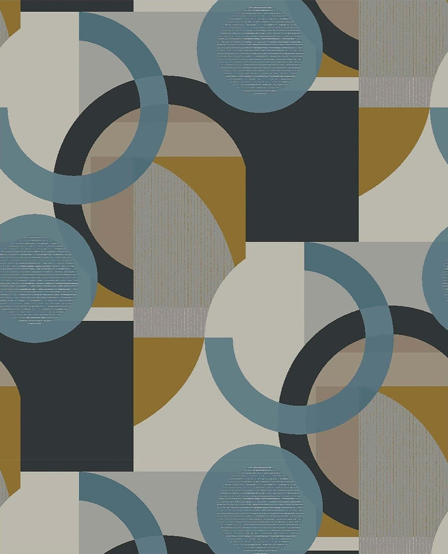 118280-Graham & Brown-Next - Retro Shapes Geo Blues Wallpaper-Decor Warehouse