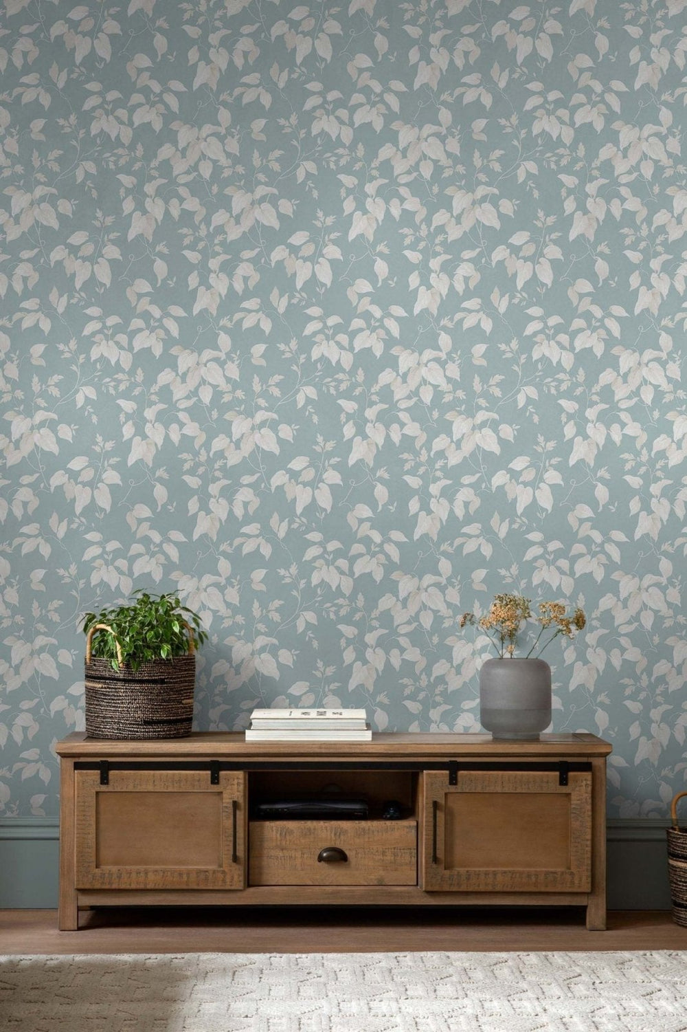 118258-Graham & Brown-Next - Trail Flower Duck Egg Wallpaper-Decor Warehouse