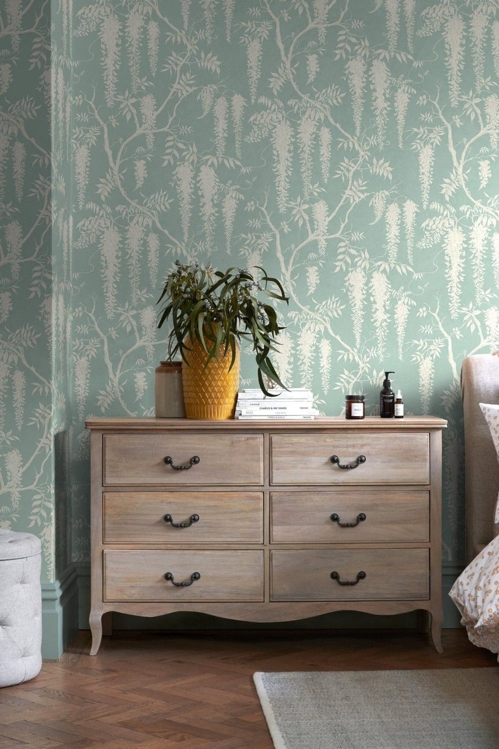 118251-Graham & Brown-Next - Wisteria Trails Duck Egg Wallpaper-Decor Warehouse