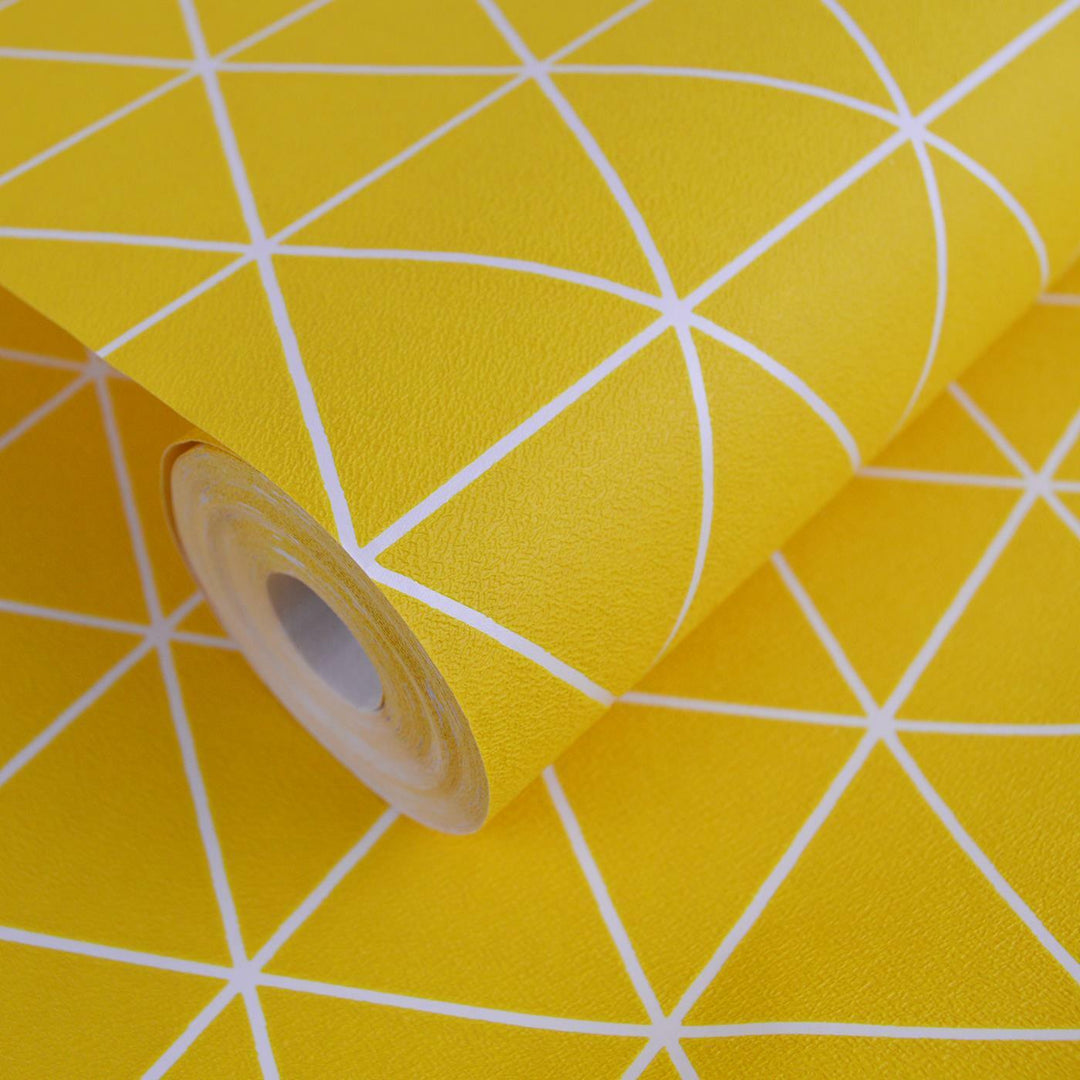 - Pessaa Moutarde Geometric Mustard Wallpaper - 100234 - Decor Warehouse