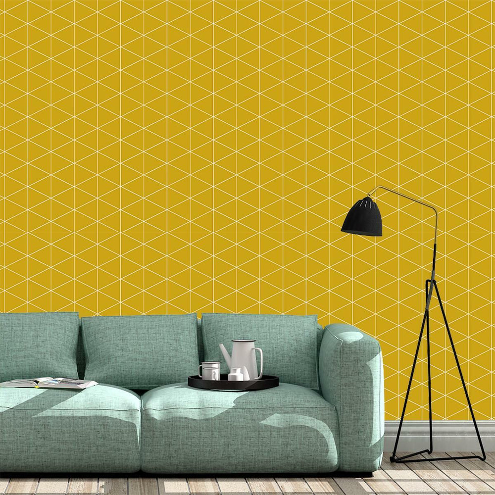  - Pessaa Moutarde Geometric Mustard Wallpaper - 100234 - Decor Warehouse