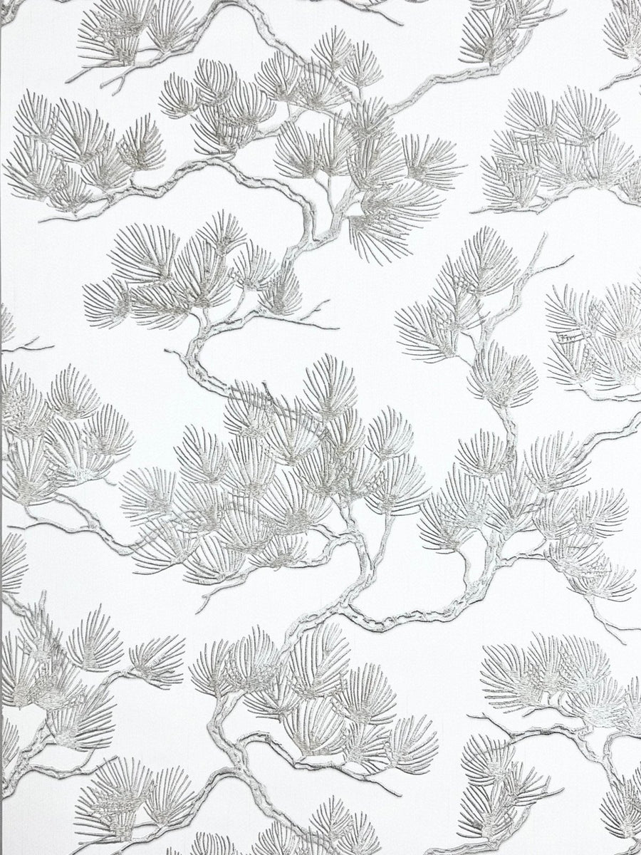 WF121011-Decor Warehouse-Pine Tree White & Grey Wallpaper-Decor Warehouse