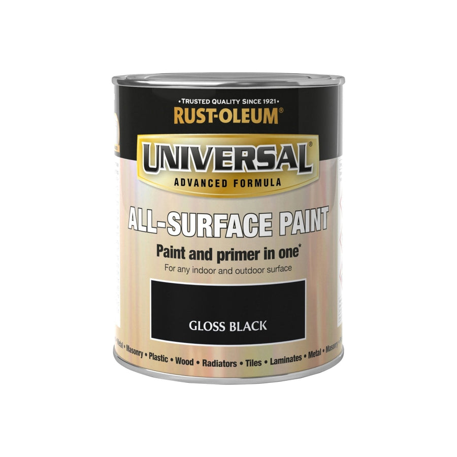 PTUN032-Rust-Oleum-Rust-Oleum Universal All Surface Paint Gloss Finish - Black - 750ml-Decor Warehouse