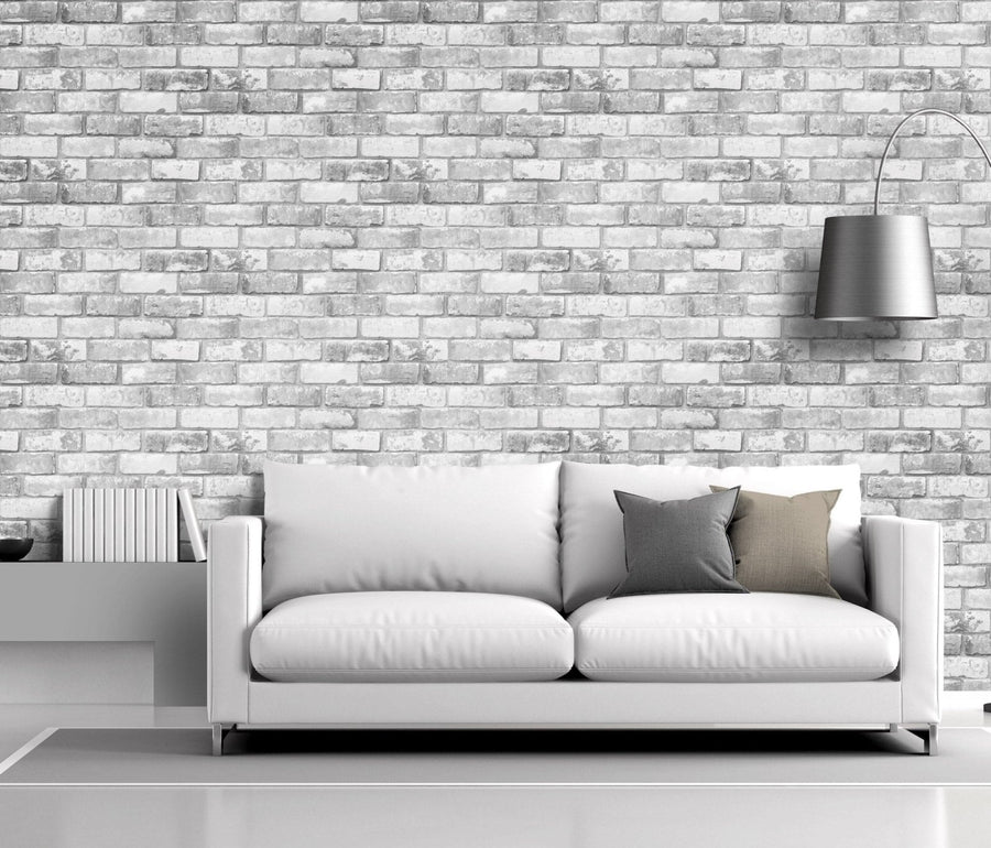 6751-Debona-Rustic Brick Effect White Wallpaper-Decor Warehouse