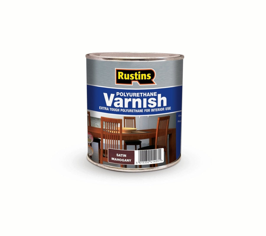 POSM500-Rustins-Rustins Polyurethane Varnish Satin - Mahogany 500ml-Decor Warehouse
