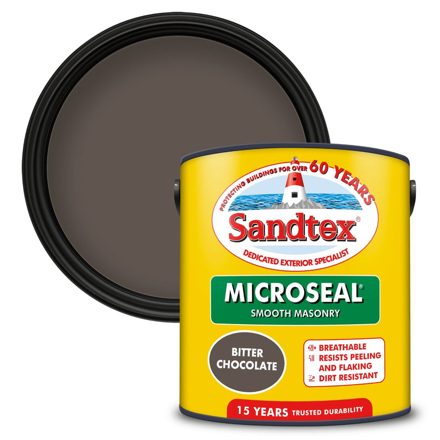 5090685-Sandtex-Sandtex Microseal Smooth Masonry Paint - Bitter Chocolate - 2.5L-Decor Warehouse