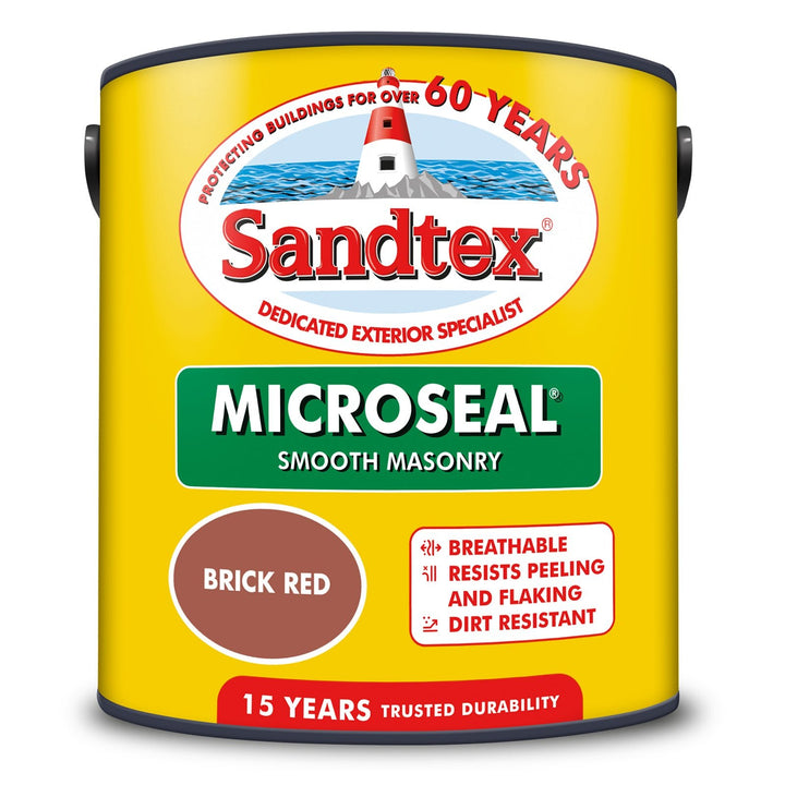 5090636-Sandtex-Sandtex Microseal Smooth Masonry Paint - Brick Red - 2.5L-Decor Warehouse