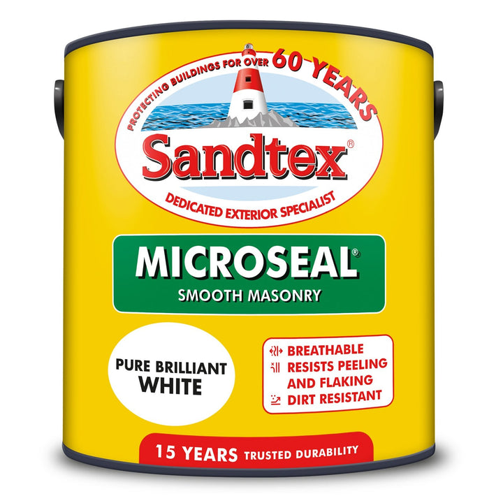 '-Sandtex-Sandtex Microseal Smooth Masonry Paint - Brilliant White - 2.5L-Decor Warehouse
