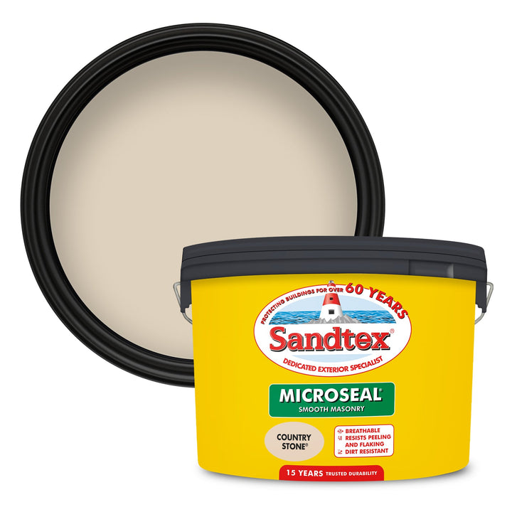 '-Sandtex-Sandtex Microseal Smooth Masonry Paint- Country Stone 10L-Decor Warehouse