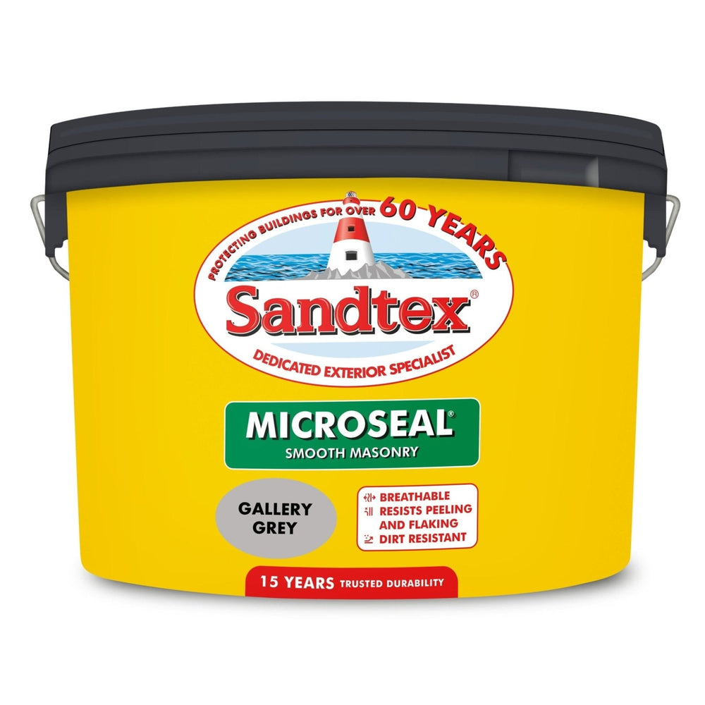 '-Sandtex-Sandtex Microseal Smooth Masonry Paint - Gallery Grey 10L-Decor Warehouse
