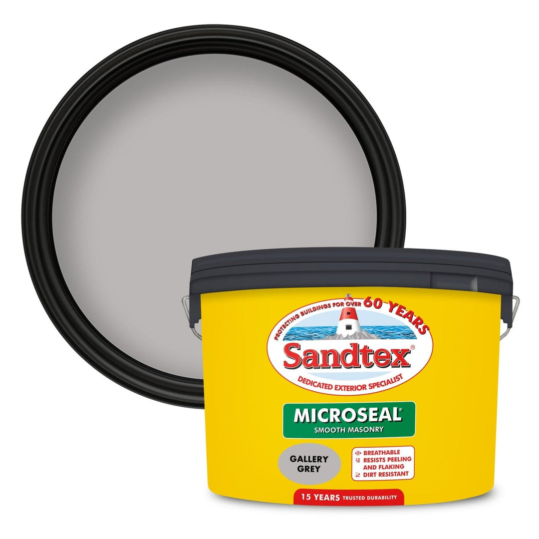 '-Sandtex-Sandtex Microseal Smooth Masonry Paint - Gallery Grey 10L-Decor Warehouse