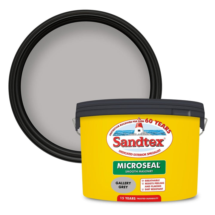 '-Sandtex-Sandtex Microseal Smooth Masonry Paint - Gallery Grey 10L-Decor Warehouse