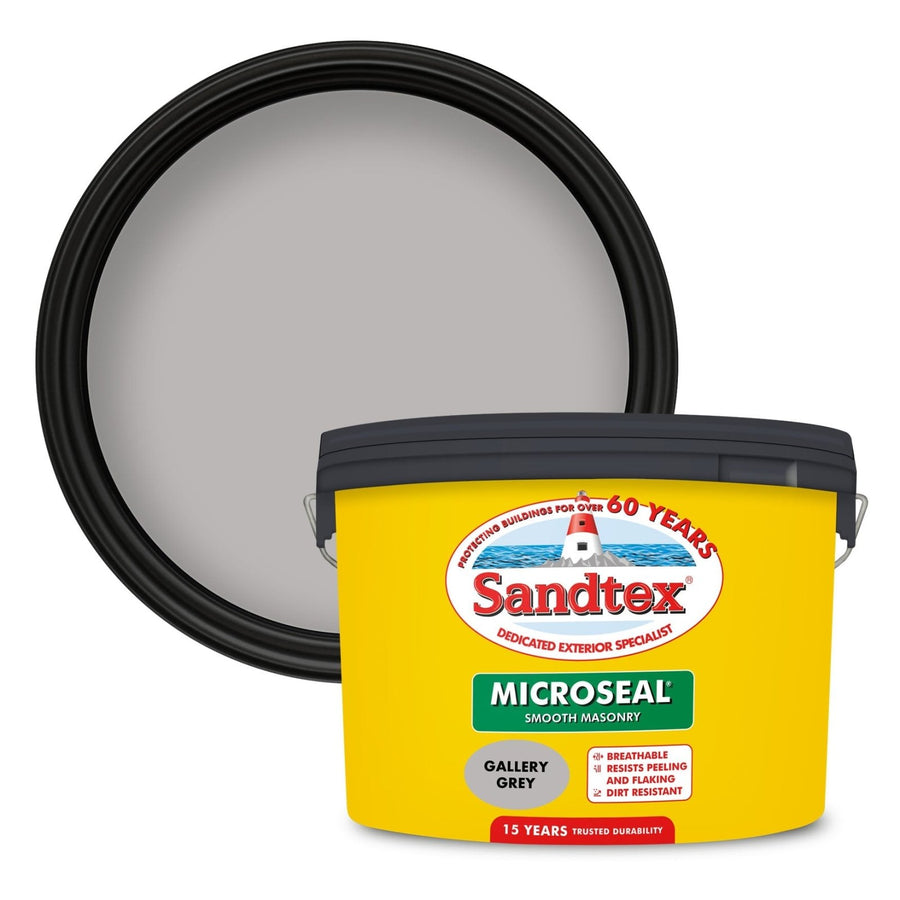 '-Sandtex-Sandtex Microseal Smooth Masonry Paint - Gallery Grey 10L-Decor Warehouse