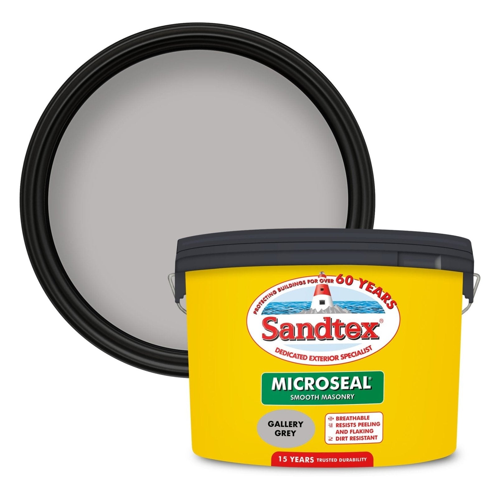 Sandtex Microseal Smooth Masonry Paint Gallery Grey 10L