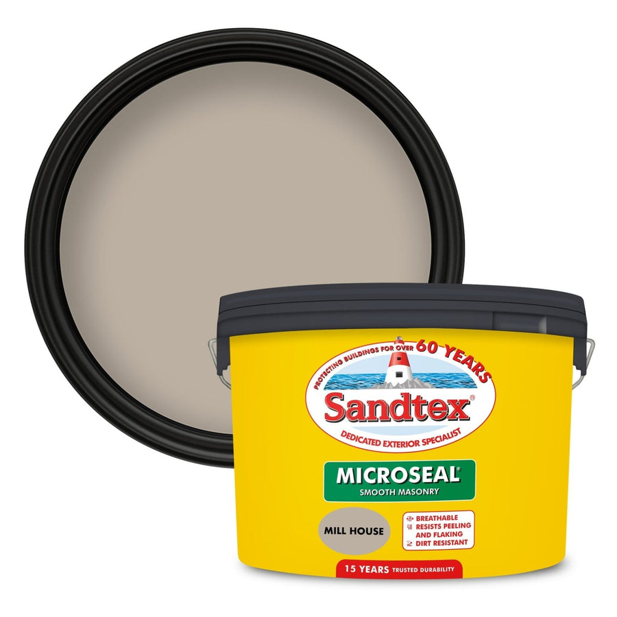 -Sandtex-Sandtex Microseal Smooth Masonry Paint- Mill house 10L-Decor Warehouse