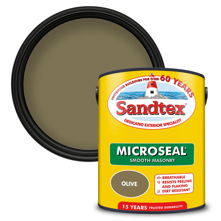 5090132-Sandtex-Sandtex Microseal Smooth Masonry Paint - Olive - 5L-Decor Warehouse