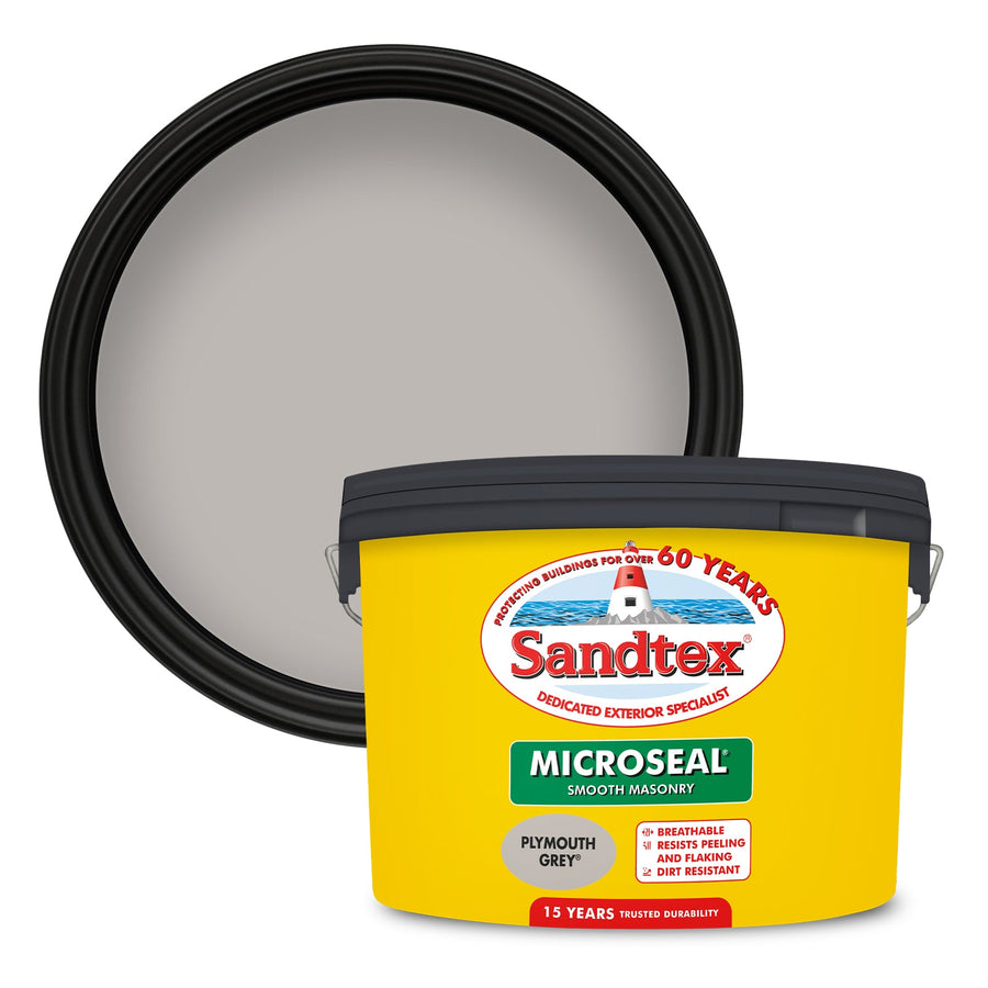 '-Sandtex-Sandtex Microseal Smooth Masonry Paint - Plymouth Grey 10L-Decor Warehouse