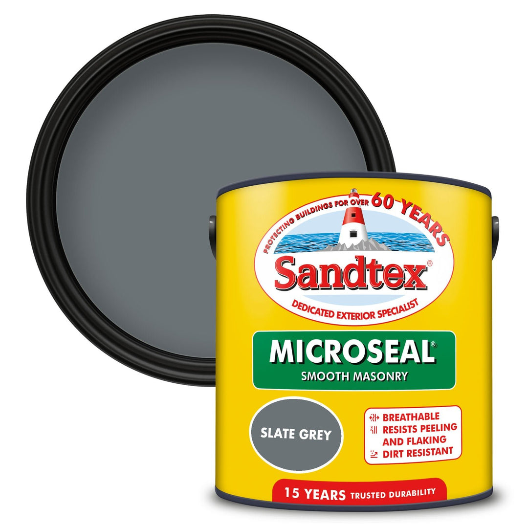 5090686-Sandtex-Sandtex Microseal Smooth Masonry Paint - Slate Grey - 2.5L-Decor Warehouse