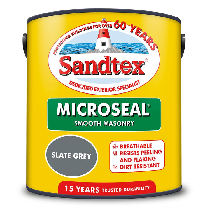 '-Sandtex-Sandtex Microseal Smooth Masonry Paint - Slate Grey - 5L-Decor Warehouse