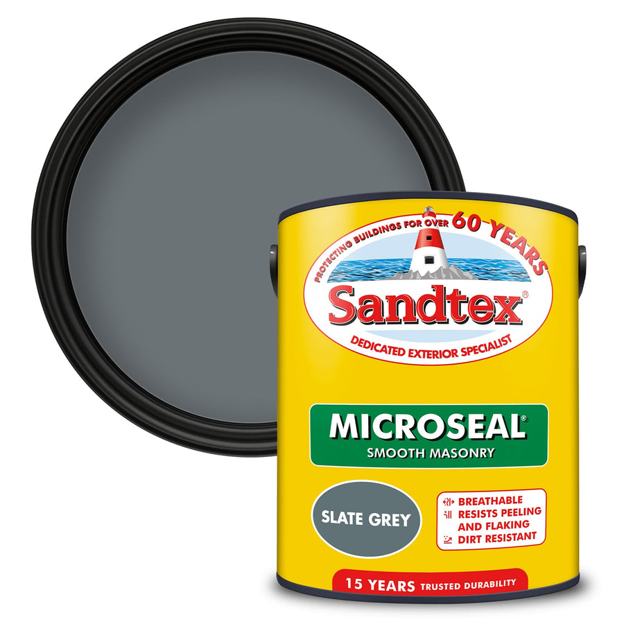 '-Sandtex-Sandtex Microseal Smooth Masonry Paint - Slate Grey - 5L-Decor Warehouse