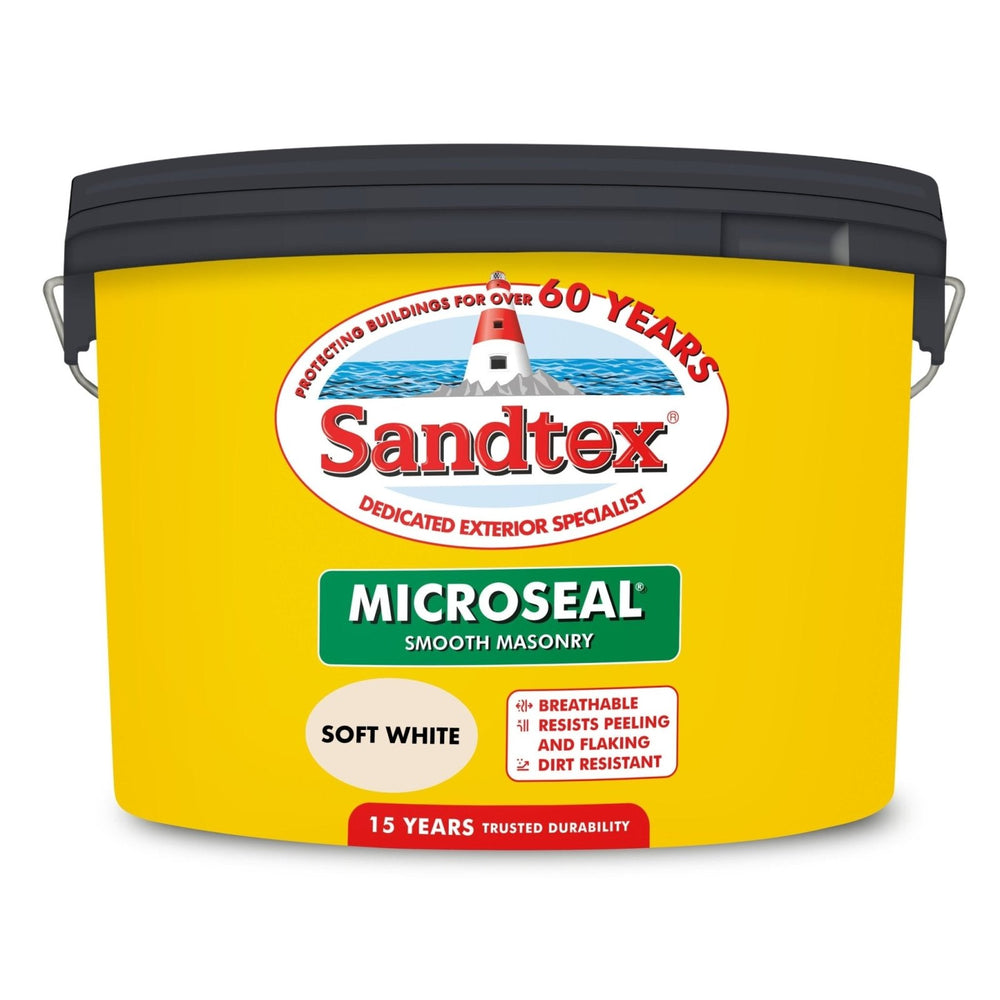 '-Sandtex-Sandtex Microseal Smooth Masonry Paint - Soft White 10L-Decor Warehouse