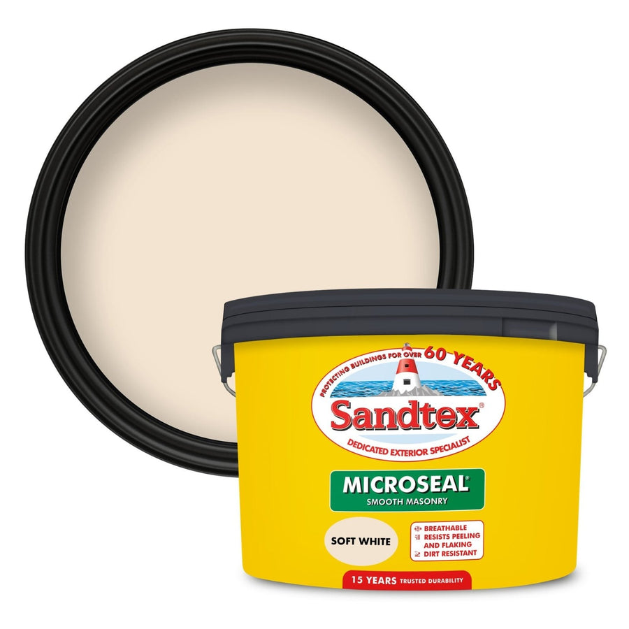 -Sandtex-Sandtex Microseal Smooth Masonry Paint - Soft White 10L-Decor Warehouse