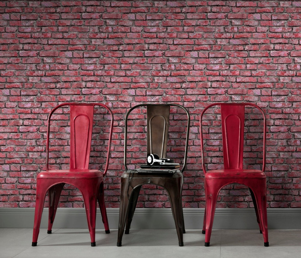 10168-17-Erismann-Select - Red & Pink Brick Wall Effect Wallpaper-Decor Warehouse