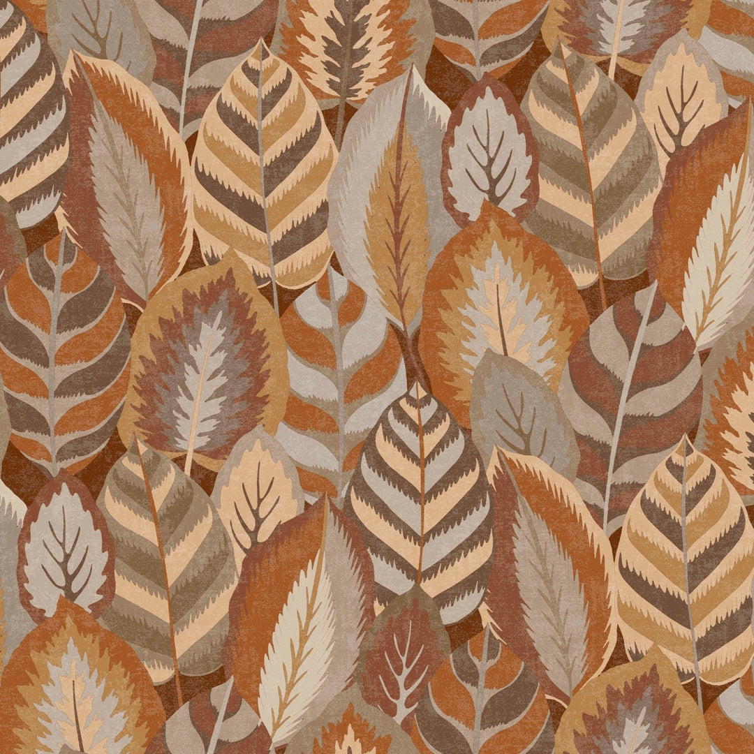 121127-Graham & Brown-Sublime - Arty Leaves Green Brown Wallpaper-Decor Warehouse