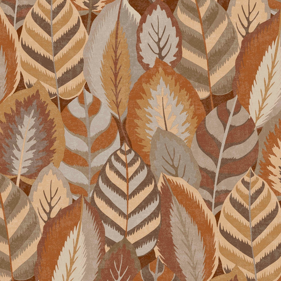 121127-Graham & Brown-Sublime - Arty Leaves Green Brown Wallpaper-Decor Warehouse