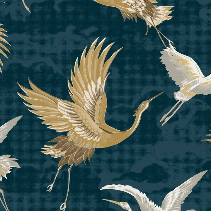 121139-Graham & Brown-Sublime - Kranes Petrol Blue Wallpaper-Decor Warehouse