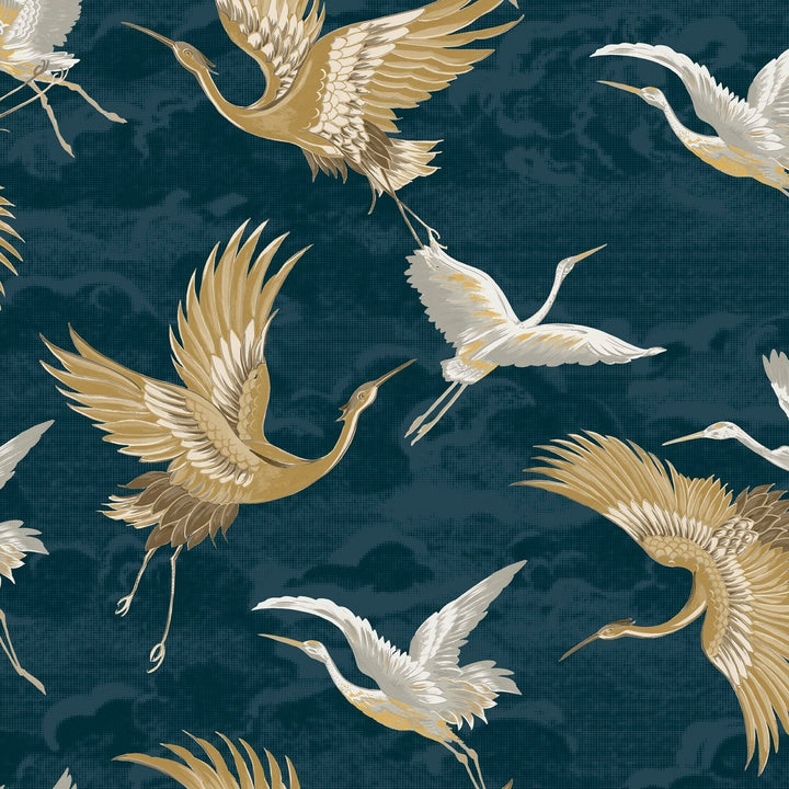 121139-Graham & Brown-Sublime - Kranes Petrol Blue Wallpaper-Decor Warehouse