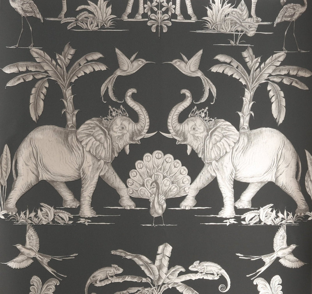 112588-Graham & Brown-Sublime - Elephant Charcoal Pale Gold Wallpaper-Decor Warehouse