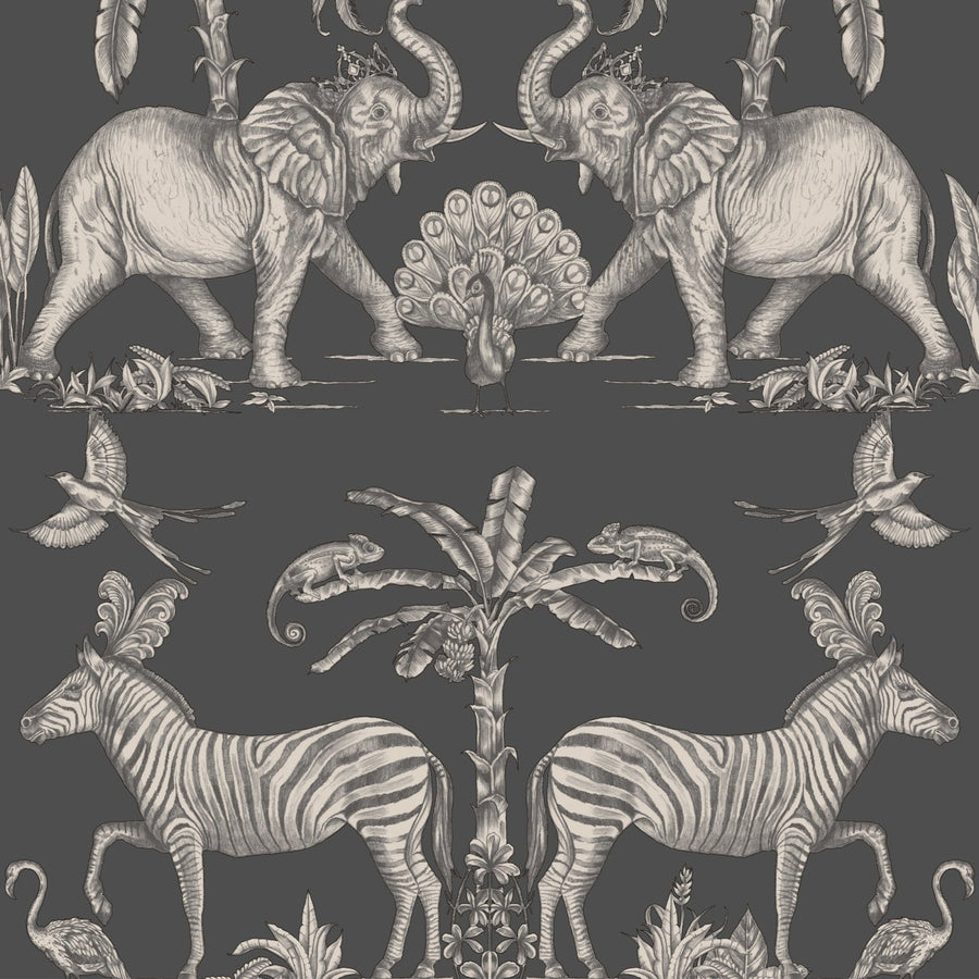 112588-Graham & Brown-Sublime - Elephant Charcoal Pale Gold Wallpaper-Decor Warehouse