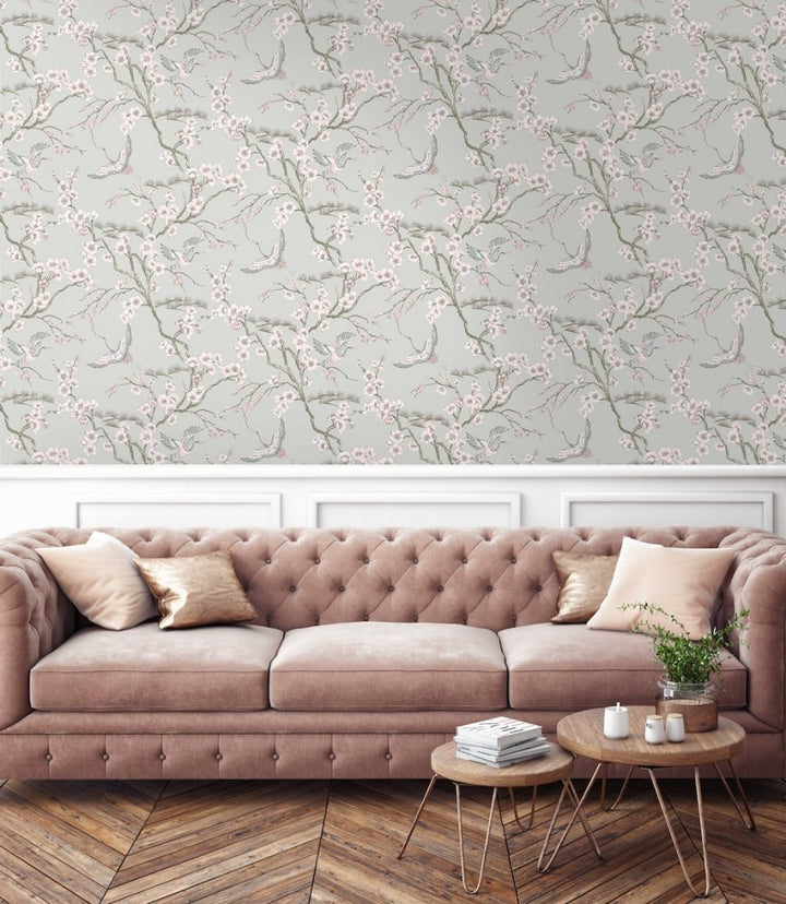  - Sublime Japan Grey & Pink Wallpaper - 105985 - Decor Warehouse
