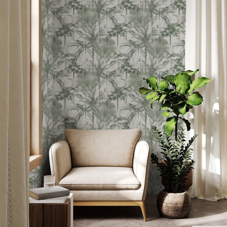 121163-Graham & Brown-Sublime - Jungle Texture Green Wallpaper-Decor Warehouse