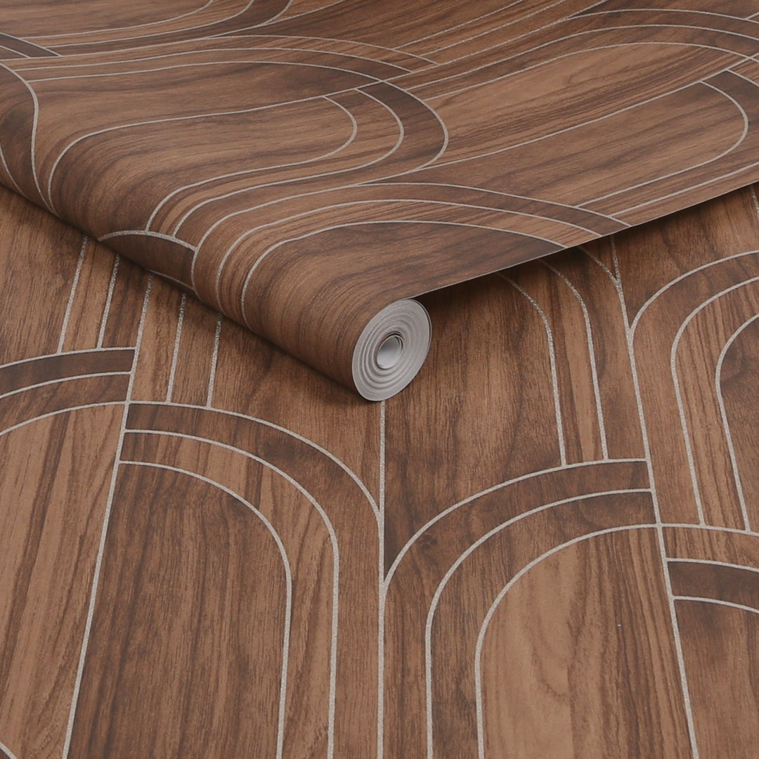 121149-Graham & Brown-Sublime - Modella Wood Walnut Wallpaper-Decor Warehouse