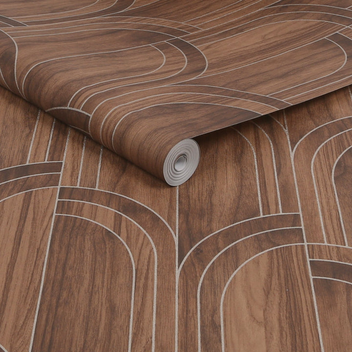 121149-Graham & Brown-Sublime - Modella Wood Walnut Wallpaper-Decor Warehouse