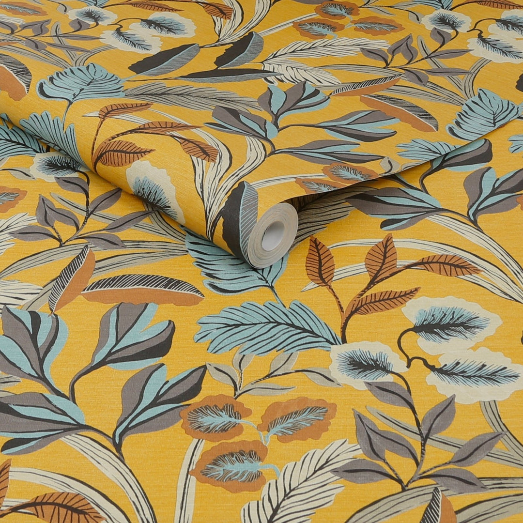 121157-Graham & Brown-Sublime - Paradise Art Ochre Wallpaper-Decor Warehouse