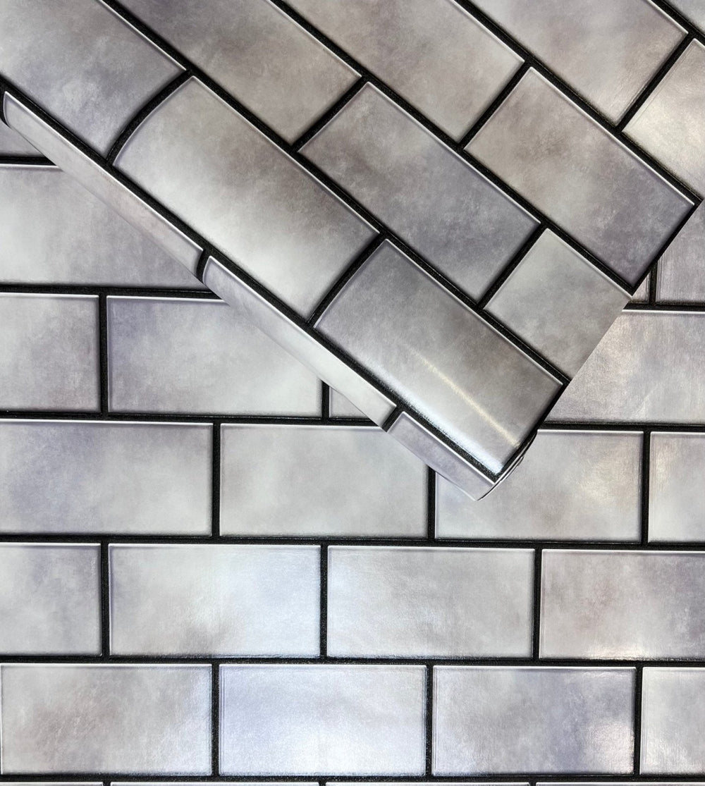 2675-DecorWarehouse-Subway Tile Lilac Wallpaper-Decor Warehouse