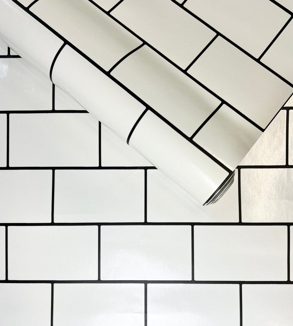 2676-DecorWarehouse-Subway Tile White Wallpaper-Decor Warehouse