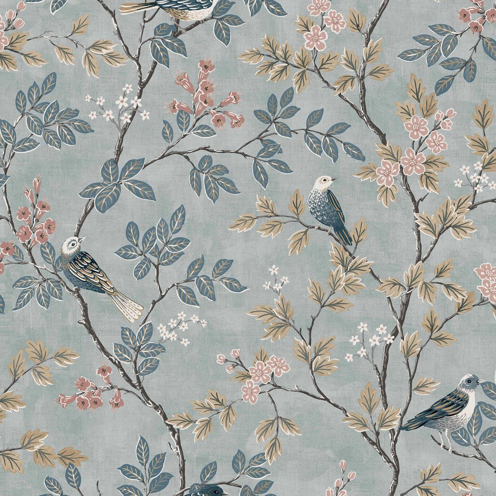 118685-Graham & Brown-Superfresco Birds of a Feather Denim Wallpaper-Decor Warehouse