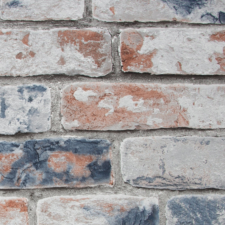 108596-Graham & Brown-Superfresco - Distressed Brick Navy & Red Wallpaper-Decor Warehouse