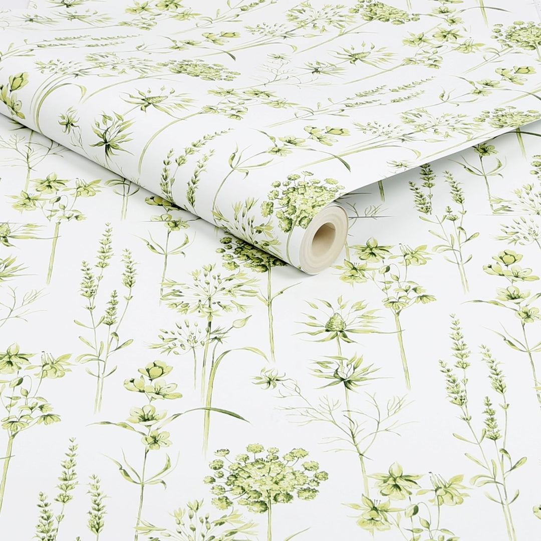 117850-Graham & Brown-Superfresco - Medley Fig Green & White Wallpaper-Decor Warehouse