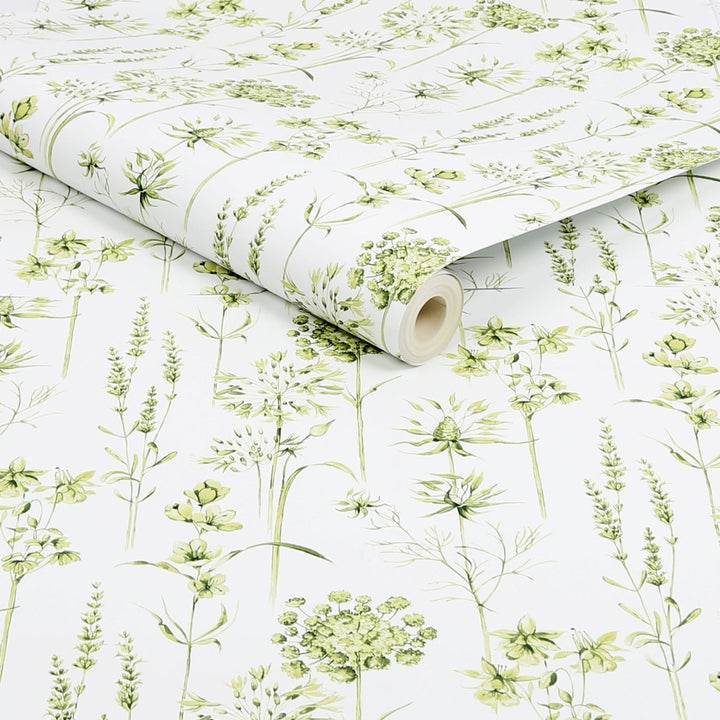 117850-Graham & Brown-Superfresco - Medley Fig Green & White Wallpaper-Decor Warehouse