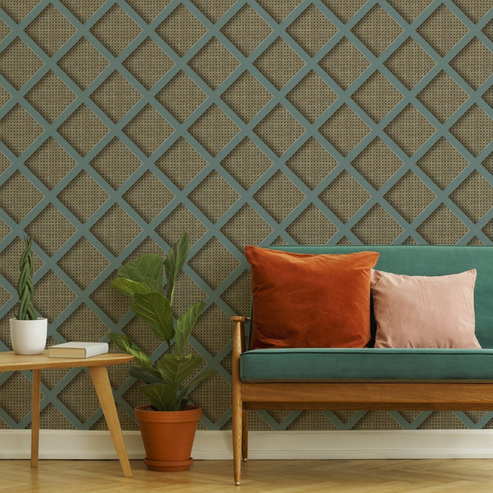 119805-Graham & Brown-Superfresco - Ocean Panel Rattan Blue Wallpaper-Decor Warehouse