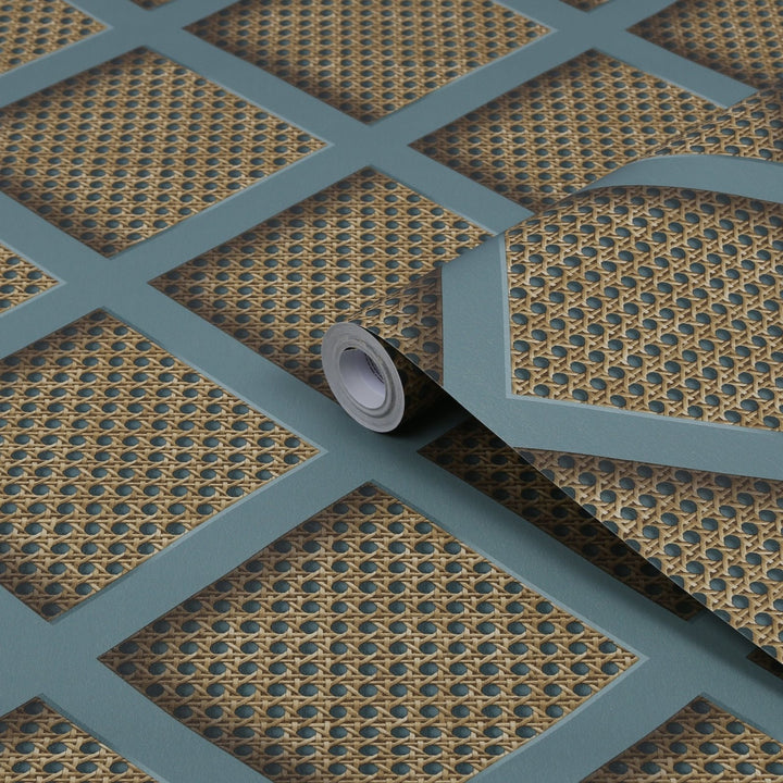119805-Graham & Brown-Superfresco - Ocean Panel Rattan Blue Wallpaper-Decor Warehouse